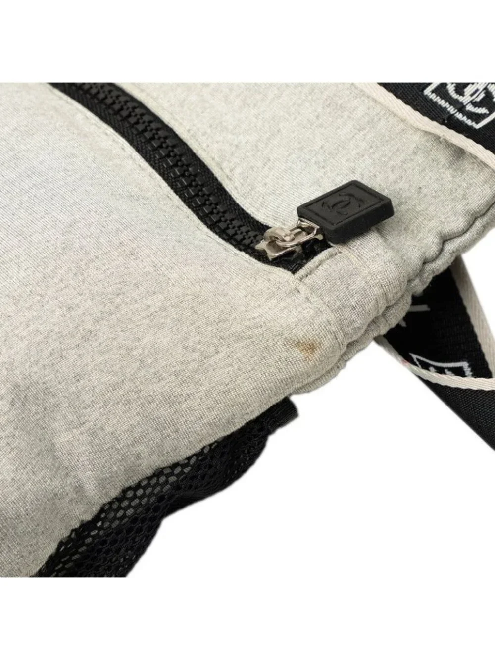 Chanel Sports Line Choco Bar CC Logo Shoulder Bag Crossbody Gray Cotton